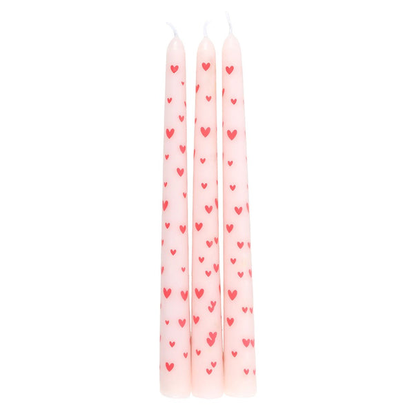 Set Of 3 Love Heart Taper Candles