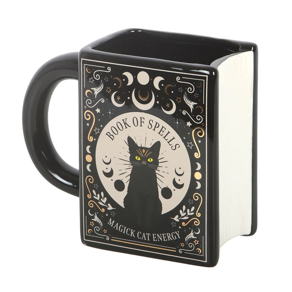 Black Cat Magic Book Of Spells Book Shaped Mug