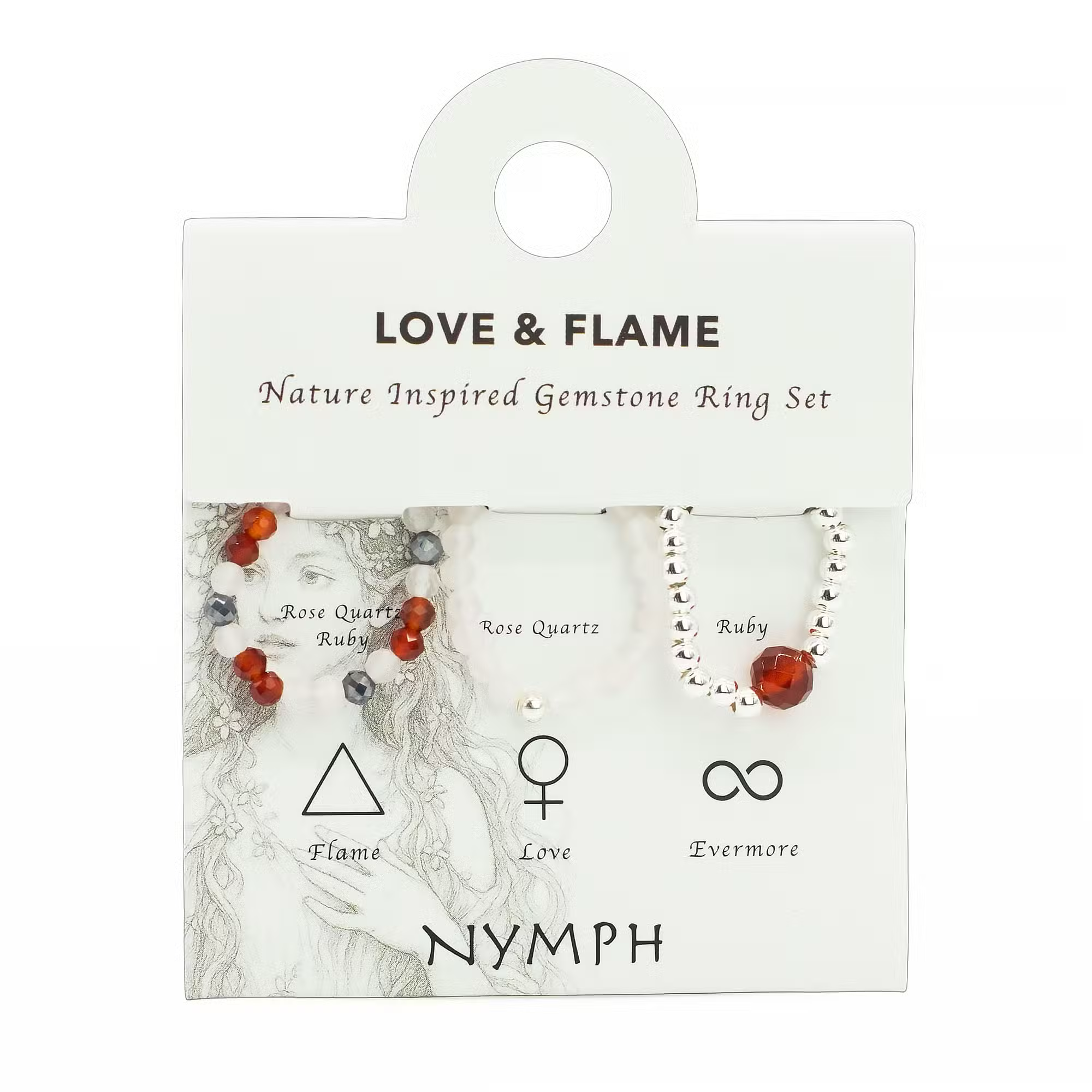 Love & Flame Ring Sets Nymph Spirit Gemstone