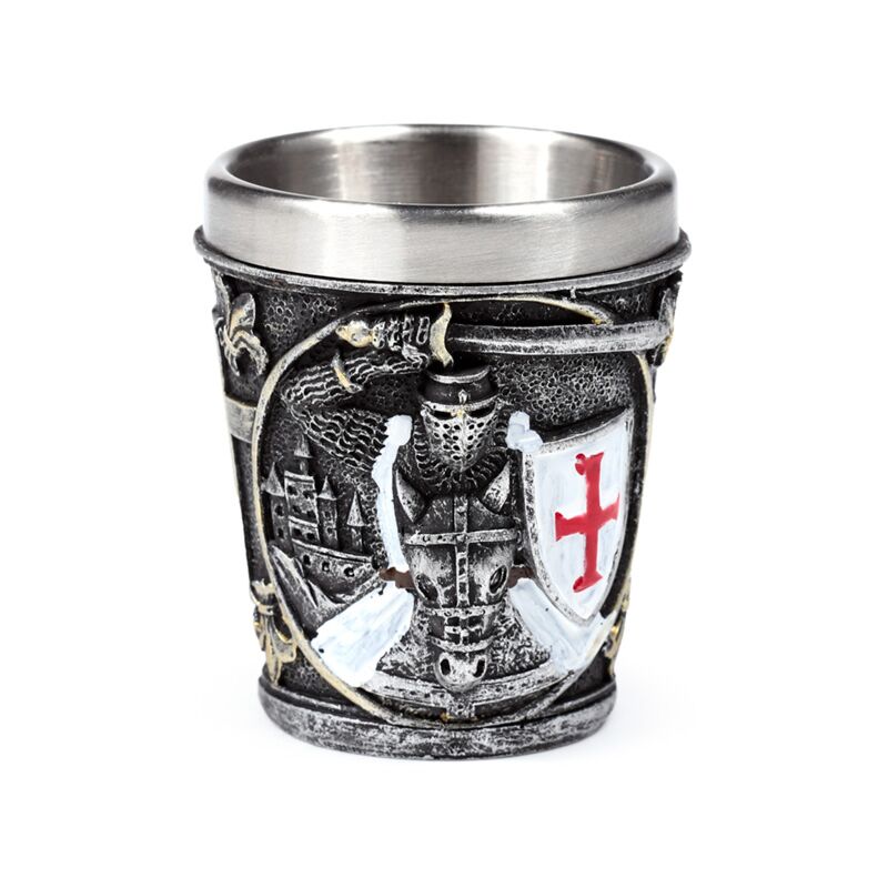 Knight with White & Red Shield Shot Glass