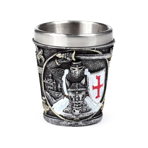 Knight with White & Red Shield Shot Glass