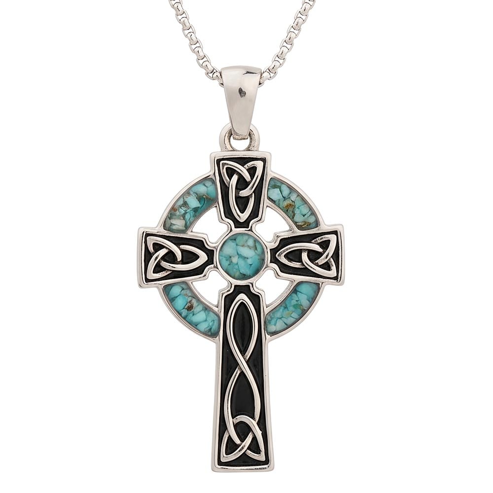 Stainless Steel Cross - Turquoise