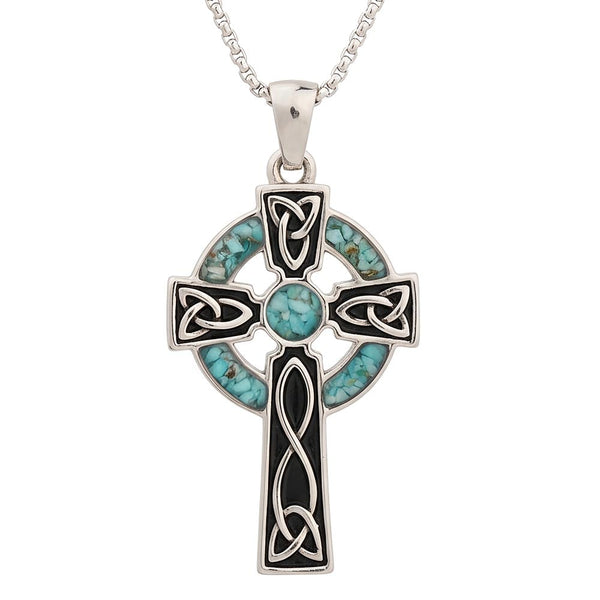 Stainless Steel Cross - Turquoise