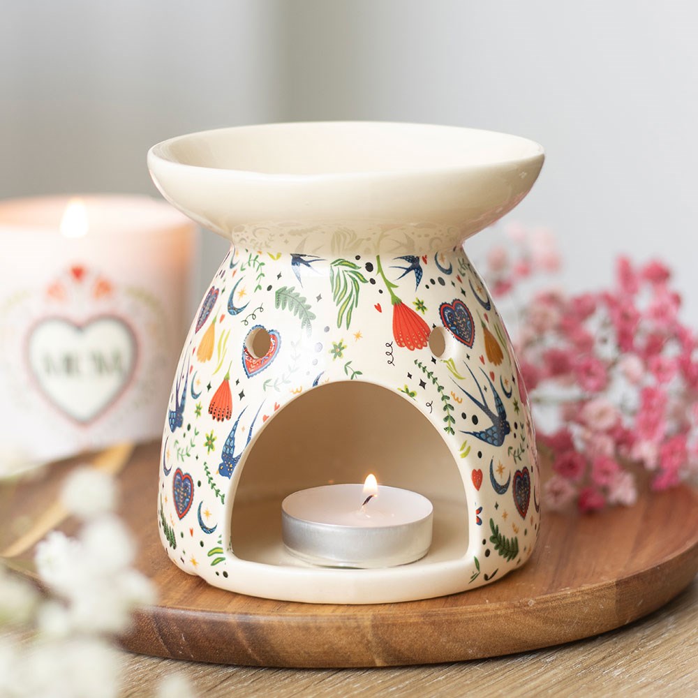 Cream Midnight Bloom Print Oil Burner