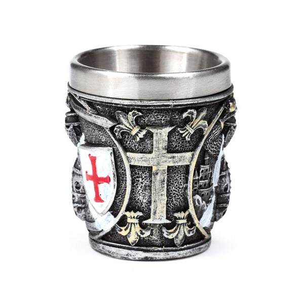 Knight with White & Red Shield Shot Glass