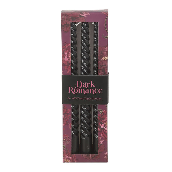 Set Of 3 Dark Romance Twist Taper Candles