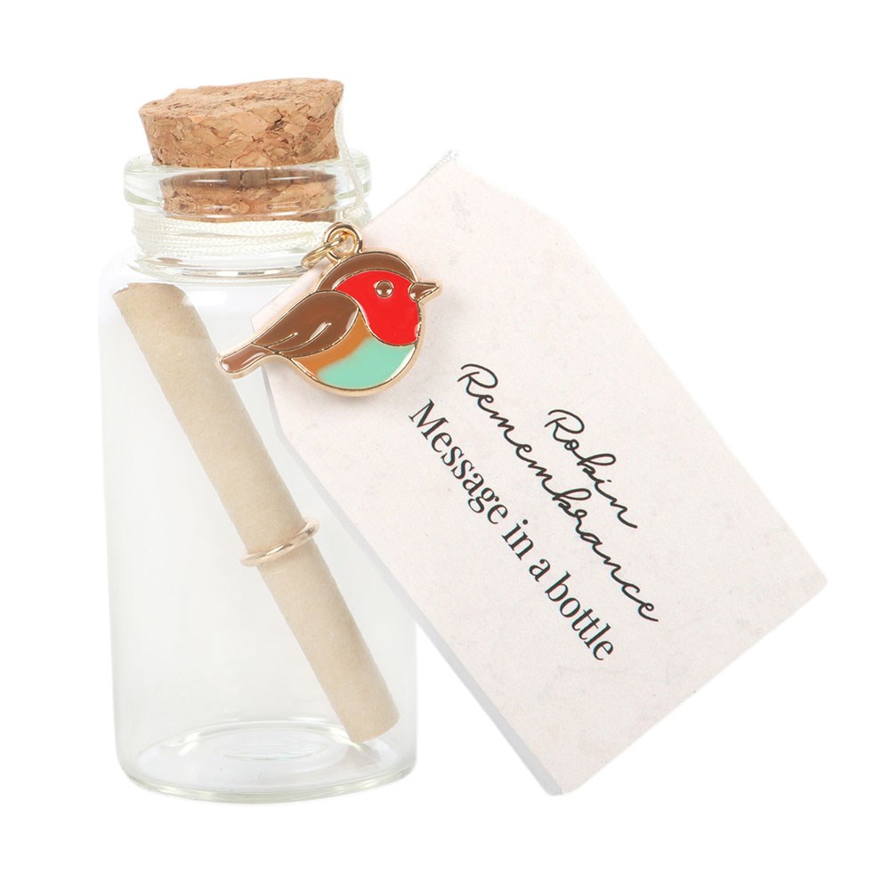 Robin Remembrance Message Bottle
