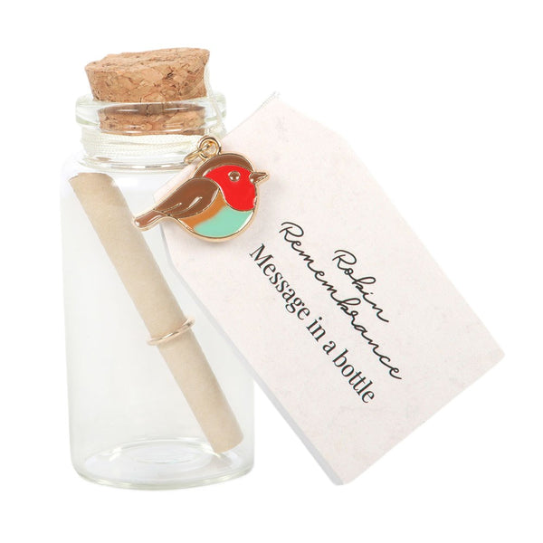Robin Remembrance Message Bottle