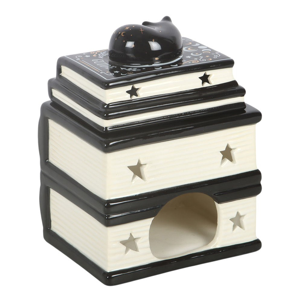 Black Cat Boook Stack Oil Burner With Cat