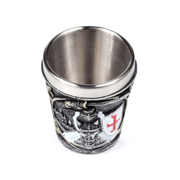 Knight with White & Red Shield Shot Glass