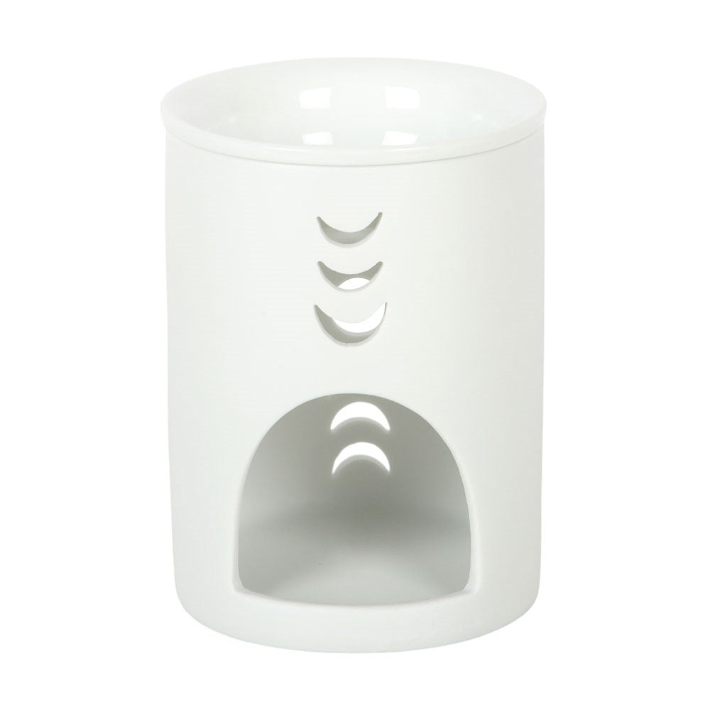 White Moon Phase Cut Out Oil Burner