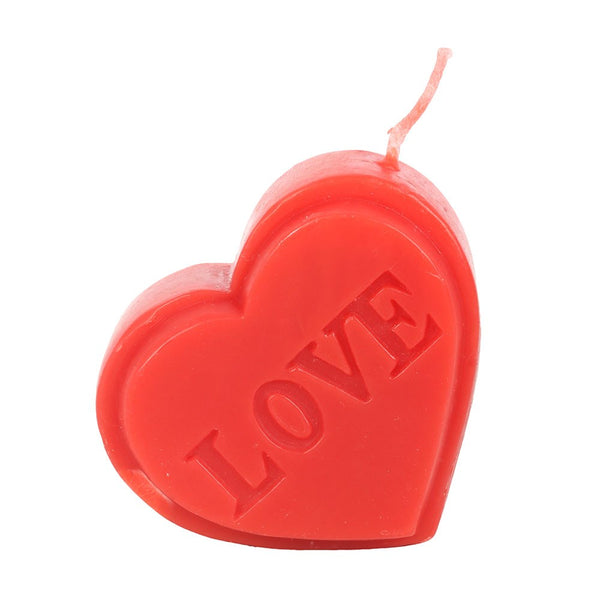 Red Love Heart Shaped Valentines Day Candle