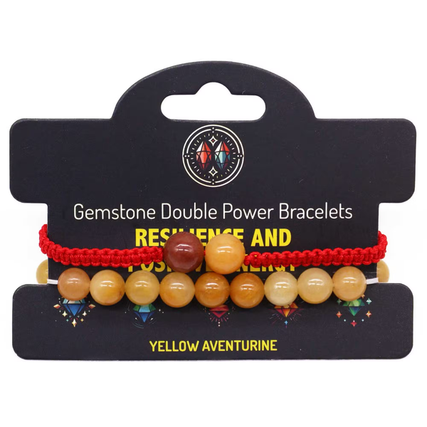 Yellow Aventurine Gemstone Double Power Bracelets