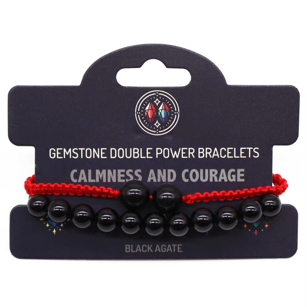 Black Agate Gemstone Double Power Bracelets