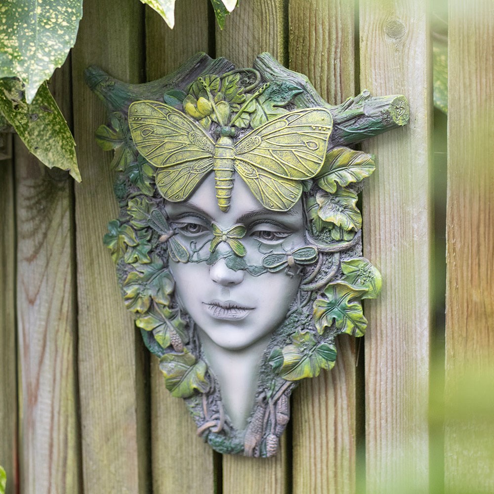 Green Goddess WIth Butterfly Wall Plaque