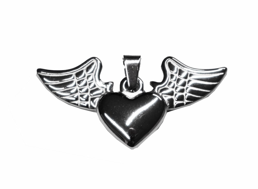 Stainless Steel Heart Wings Pendant