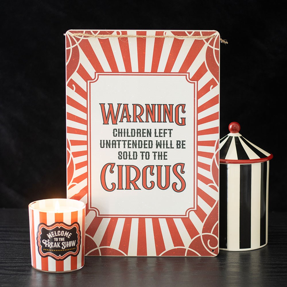 Circus Warning Metal Hanging Sign
