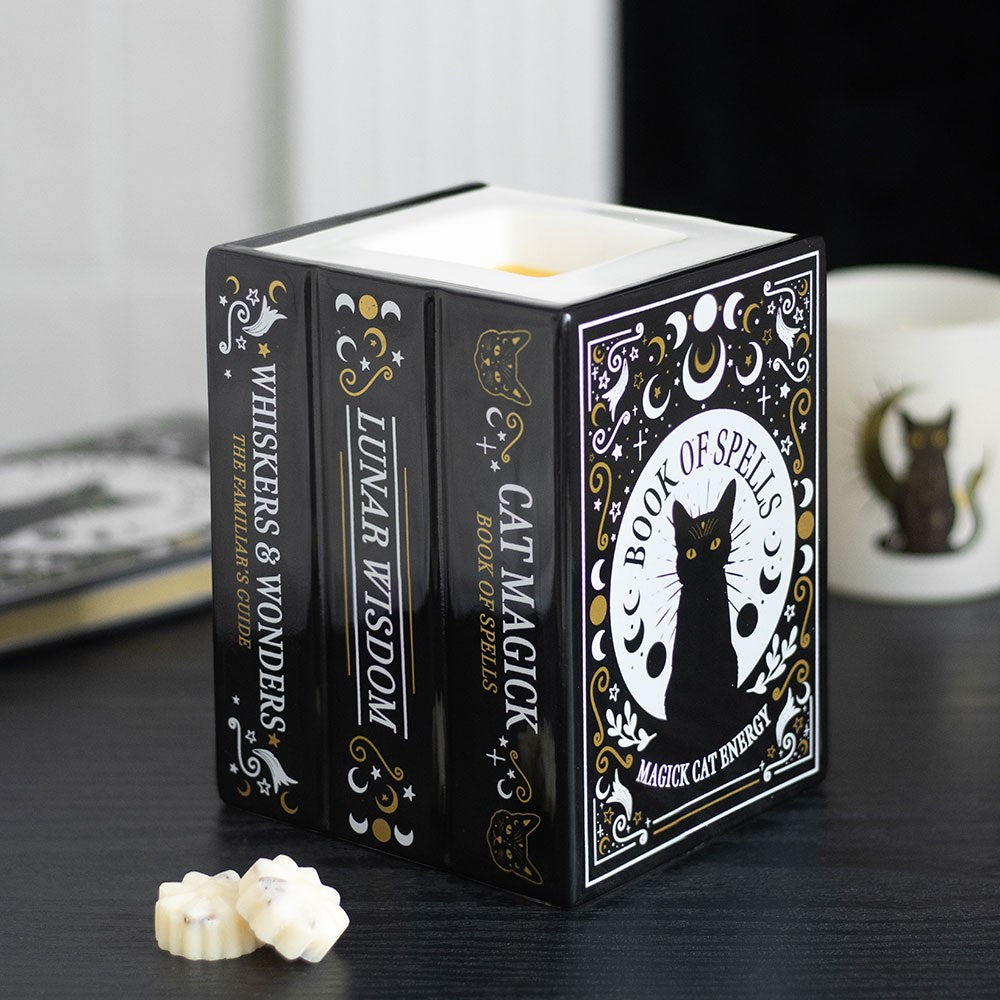 Black Cat Book Of Spell Oil Burner  & Wax Warmer