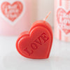Red Love Heart Shaped Valentines Day Candle