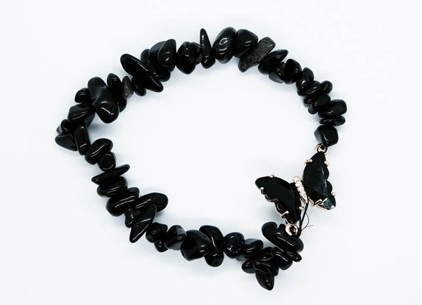 Black Obsidian Butterfly Bracelet