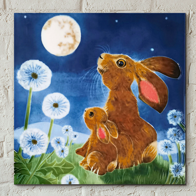 Moonbathing Hare Tile