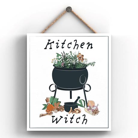 Kitchen Witch White Sign