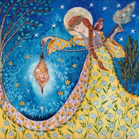 Goddess Frigg Birthing All Creation Tile